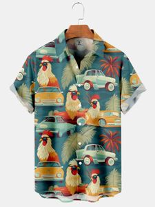 Herren-Shirt-Cardigan-Oberteil, 3D-Digital-Animal-Print, locker, lässig, kurzärmelig