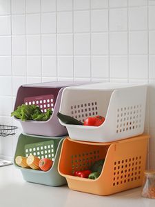 Storage Baskets Kitchen Vegetable Basket Plastic Stackable Fruit Sundries Snack Box