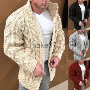 Maglioni da uomo MrGB Nuovo maglione Cardigan Uomo Maglieria Maglione a maniche lunghe Autunno Tinta unita Retro Collo in piedi Uomo Cappotto jacquard allentato J230802