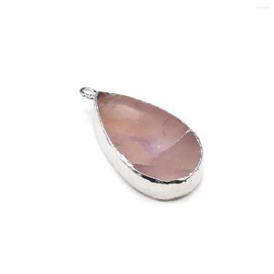 Pendant Necklaces Natural Stone Crystal Pendants Long Water Drop Sliver Plated Quartz For Fashion Jewelry Making Diy Women Necklace Gifts