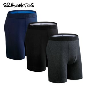 Underpants 3pcs Установите длинные шорты для боксеров для ног нижнее белье для мужчин хлопковые мужски бренд трусики.