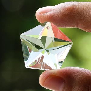 Avize Kristal 30mm Parlak Temiz Faseted Prism Cam Pentagram Yıldızlar Kolye Lamba Sarkan Salat Flar Sun Catcher Asma Dekor