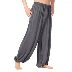 Calças masculinas de verão leve de ioga solta Homens elásticos da cintura harém casual calça folga da dança da barriga da dança de moletom cinza