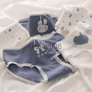 Panties 2022 Teenage Panties Cartoon Rabbit Underwear Blue Underpants 3pcs Girl Briefs Comfortable Cotton Kids clothing x0802