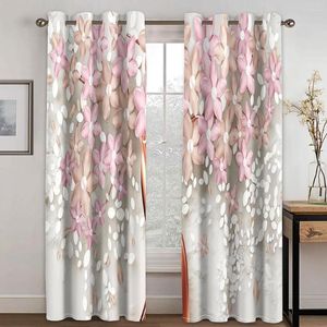 Curtain Floral Pink Embossed Flowers Elegant Two Curtains 2 Pieces Thin Drape For Living Room Bedroom Window Decor