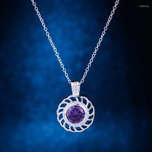 Collane con ciondolo Collana placcata argento Gioielli di moda Pietra arrotondata viola / cfnakwua Dwvamoca LQ-P216