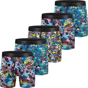 Conjunto de 5 Cuecas Boxer Masculinas Cuecas de Algodão 6 Não Ride Up Faixa Elástica Regular Elástica 230802