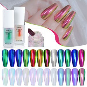 Nail Polish Laser Glitter Liquid Magic Chrome Mirror Powder Holographic Metallic Reflective Semi Permanent Art Pigment 230802