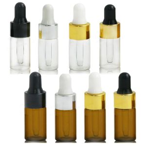 wholesale 5ML Aromatherapy Esstenial Oil Bottle Clear/Amber Glass Dropper Bottle Portable with Glass Eye Dropper Piepette Vials