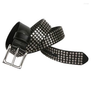 Belts Western Gift Cow Leather Round Rivet Design Hip Hop Style Pin Buckle Men Women Belt Fashion High Quality Unisex