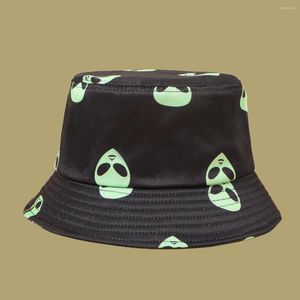 Berets Men's Cap Women's Unisex Alien Foldable Bucket Hat Beach Sun Street Headwear Fisherman Outdoor Men And Woman