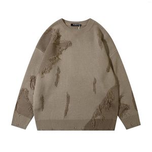 Männer Pullover Jaykoo Männer Pullover Lose Skeleton Knochen Druck Frau Hohe Qualität Straße Schaden Loch Vintage Gestrickte