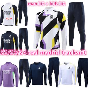 22 23 24 Real Madrids Vuxna Tracksuits Kids Training Suit Jerseys Soccer Tracksuit Jacket Set 2023 2024 Chandal Futbol Football Surtetement Kids Men Child Barn