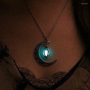 Pendanthalsband halvmåne lysande i det mörka kedjan Moonstone Halsband som glödar på natten Halloween gåvor Tillbehör