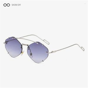 Óculos de Sol Moda Clássico Sem Aro Cool Masculino Vintage Luxo Design Metal Óculos de Sol Feminino Óculos UV400