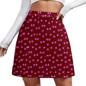 Spódnice różowe serca pirnt spódnica lato happy walentynkowe streetwear swobodny a-line kawaii mini Woman Wzór dużych dna