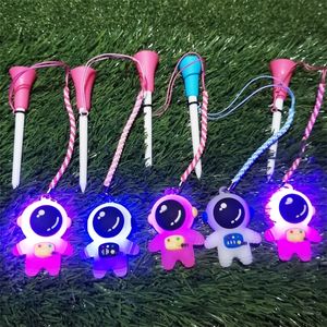 Golf Tees night sports super bright LED golf tee Rubber Band Glitter Tee with cartoon pattern handmade rope to prevent loss of 230801