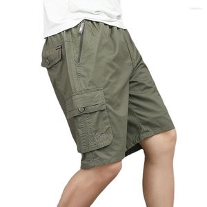Men's Shorts 2023 Summer Multi Pocket Military Cargo Male Cotton Green Mens Casual Tactical Solid Color T95