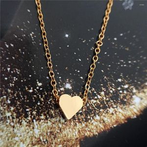 Anhänger Halsketten Einfache Basic Gold Farbe Herz Durch Kette Halskette Für Frauen Mädchen Zarte Winzige Schöne Schmuck Zubehör