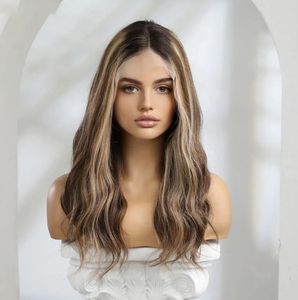 Body Wave 150% Human Hair Wig 4*4 Long Brown Highlight Lace Front Wigs for Women