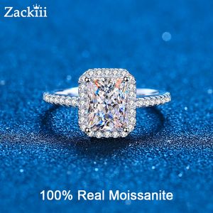 Alianças de casamento Anel de noivado com corte radiante certificado 1CT 2CT Incolor VVS Proposta de diamante Prata esterlina Presentes de aliança de casamento 230801