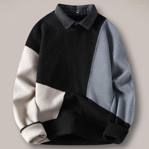 Męskie swetry Polo Szyjka Knierte SWEATE JUX KITWEAR SAWA Wszechstronna para górna zima luźne luźne ubrania mężczyzn pullover e45