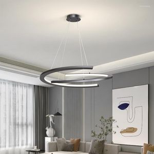 Chandeliers Art LED lampa wisiorka nowoczesna nordycka kreatywna żyrandol proste oświetlenie pierścieniowe wiszące oprawy jadalnia do sypialni dom Deco