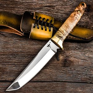 PCS GB G1500 Survival Straight Knife Titanium Coated Drop Point Blade Outdoor Camping Vandring Huntiska Tactical Knives With Kydex