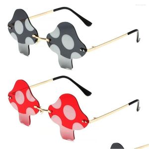 Sunglasses Mushroom Shape Irregar Rimless Sun Glasses Retro Trendy Fun For Women Men Halloween Party Decorations Drop Delivery Fashi Dhbue