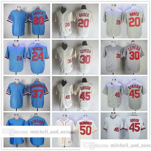 Vintage Movie Baseball Wears Jersey 50 Adam Wainwright 20 Lou Brock 24 Whitey Herzog 30 Orlando Cepeda Hernandez Gibson 1944 1969 Jerseys Men Women Youth Size S-XXXL