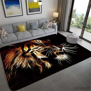 Carpets Ferocious Leopard Carpet Living Room Coffee Table Bedroom Area Floor Mats Room Bedside Big Furry Rugs Kitchen Bathroom Door Mats R230802