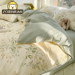 Sängkläder set Set Bed Sheet Linen Däcke Cover Double 4 Piece Queen Size Luxury 200x200 Matrimonial Covers Queen 230801