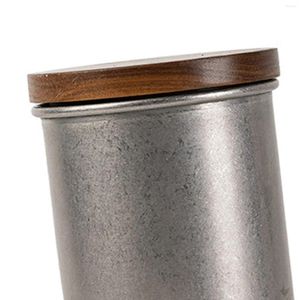 Storage Bottles Coffee Containers Sealed With Wood Cover Stainless Steel Vacuum Container For Kitchen Spices Countertop