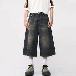 Men's Shorts Y2K Mens Vintage Streetwear Breeches Korean Harajuku Denim Wide Leg Trouser Short Pants Grunge Bermudas Jeans Clothes 230802