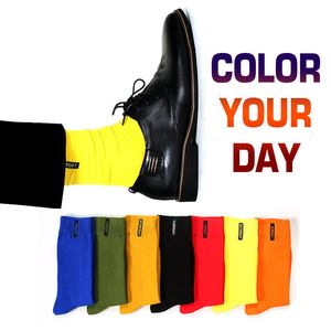 Men s Socks Colored Cotton High Quality Solid Color Business Casual Week Long 7 Pair 230802