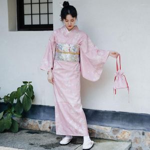 Ubranie etniczne Japonia Tradycyjna sukienka kimono szlafrok Kobiet dziewczyna różowy nadruk kwiat Yukata Boshrobe HARAJUKU Ubrania cosplay wykonanie zużycia