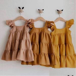 Abiti da ragazza Ragazza Ragazze Beach Dress Summer Ruffles Pizzo Bambini Tutu Gonna per Boho Abbigliamento Bambino che gioca Vestiti Bambini Drop Deli Dh5Zq