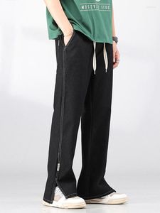 メンズジーンズYihanke Khaki Wide -Leg Pants Loose Denim for Men Clothing