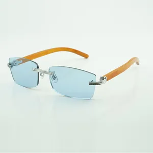 Neues Sonnenbrillengestell aus Holz 0286O mit neuer Hardware und orangefarbenen Holzbeinen 56-17-140 mm