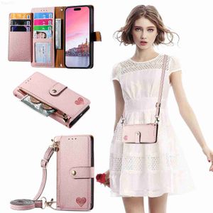 Cell Phone Cases Crossbody Zipper Wallet Card Solt Leather Case for iPhone 14 Pro Max 11 12 13 X XS XR 7 8 Plus RFID Strap Lanyard Purse Cover L230731