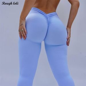 Yoga Outfit Nylon V Back Booty Pants For Women Scrunch Butt Leggings Workout Gym Tights Sexy Sports Legging Active Wear 230801
