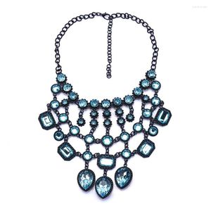 Halsband übertrieben große Halskette Kristall Frauen Luxus Statement Schmuck Strass Fransen Quaste