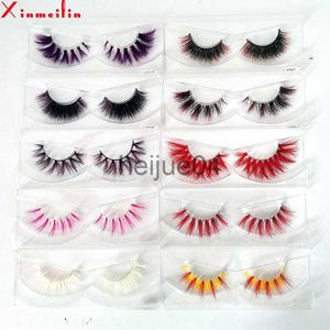 Falsche Wimpern Neue Farbe 3D-Luxus-Nerzwimpern Großhandel natürliche lange einzelne dicke flauschige bunte falsche Wimpern Make-up-Verlängerungswerkzeuge x0802