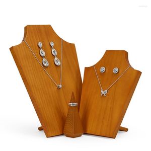 Jewelry Pouches Counter Display Set Solid Wood Necklace Stand For Jewellery Earring Organizer Multi-necklace Case Hoder