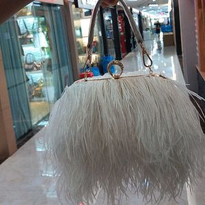 Barbiecoress 2018 Thailand Fashion Women's Bag Ostrich Hair Bag Evening Bag Fashion One Shoulder Chain Women's Bag 230802