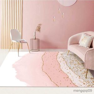 Tappeti Modern Nordic Large Carpet Living Room Stampa 3D Oro Rosa Colorato Astratto per Cucina Camera da letto Tappeto Home Decor Mat Tapis R230802