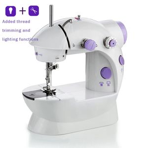 Fabric and Sewing Sewing Machine Mini Portable Household Night Light Foot Pedal Straight Line Hand Table Two Thread Kit Electric DIY Clothes 230801