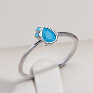 Cluster Rings Minimalist 925 Sterling Silver Women's With Turquoise Stackable Slim Finger Wedding Party Fine Jewelry Gift