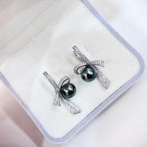 Studörhängen xx pärlor fina smycken 925 sterling silver 7-8mm natur havsvatten tahiti för kvinnor presenter