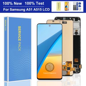 Super AMOLED A51 Display With Fingerprint, for Samsung Galaxy A51 A515 A515F Lcd Display Touch Screen Digitizer with frame